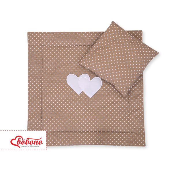 Set per Passeggino 2 parti Marrone Pois Bianchi Cuori