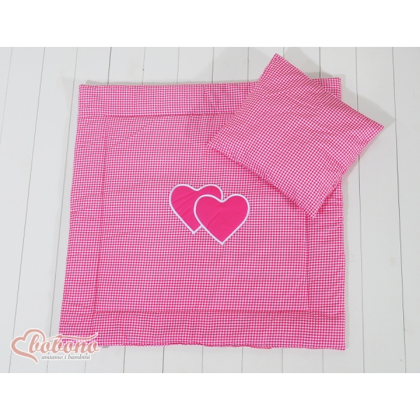 Set per Passeggino 2 parti Rosa a Scacchi Cuori