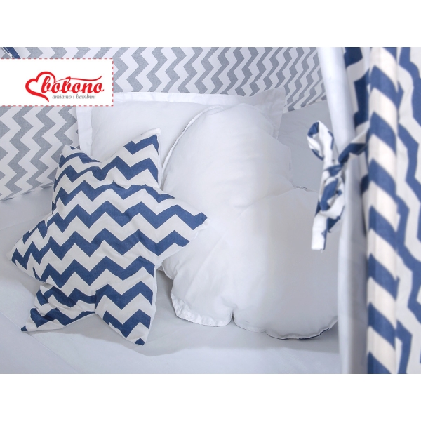 MEGA SET: Tenda Teepee con Tappetino, Cuscini e Piume Decorative GRATIS! Blu Scuro Chevron