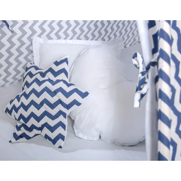 MEGA SET: Tenda Teepee con Tappetino, Cuscini e Piume Decorative GRATIS! Blu Scuro Chevron