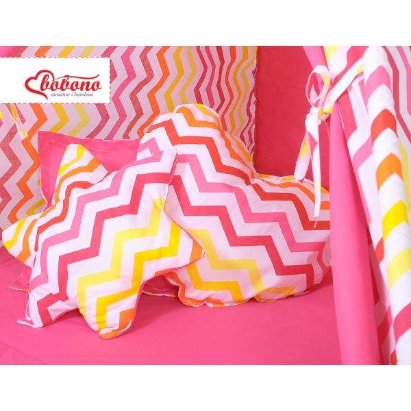 MEGA SET: Tenda Teepee con Tappetino, Cuscini e Piume Decorative GRATIS! Giallo Rosso Chevron