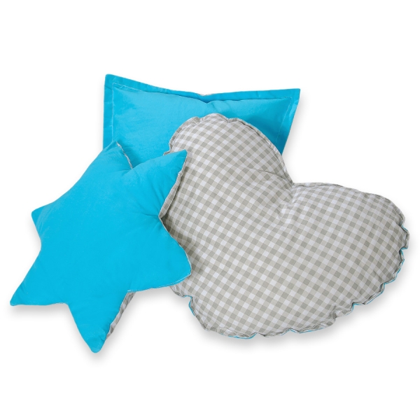 MEGA SET: Tenda Teepee con Tappetino, Cuscini e Piume Decorative GRATIS! Grigio Turchese a Scacchi