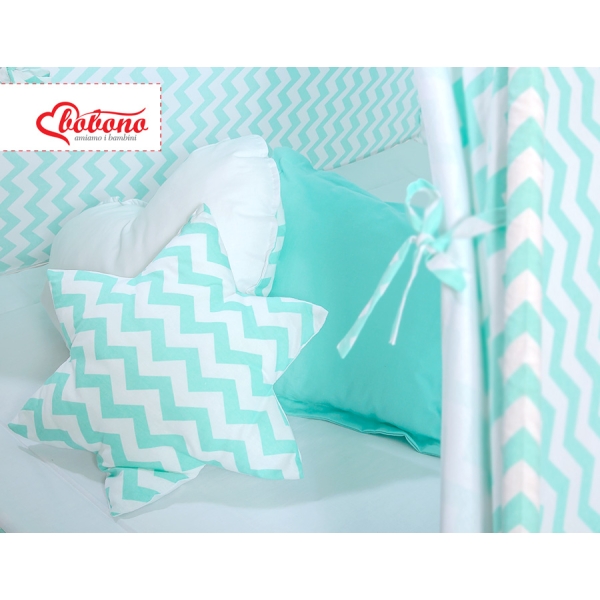 MEGA SET: Tenda Teepee con Tappetino, Cuscini e Piume Decorative GRATIS! Menta Chevron