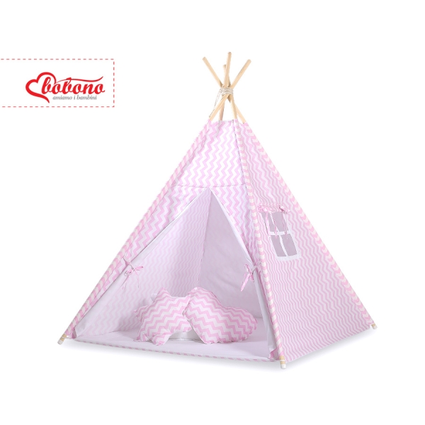 SET: Tenda Teepee con Tappetino e Piume Decorative GRATIS! Rosa Chevron