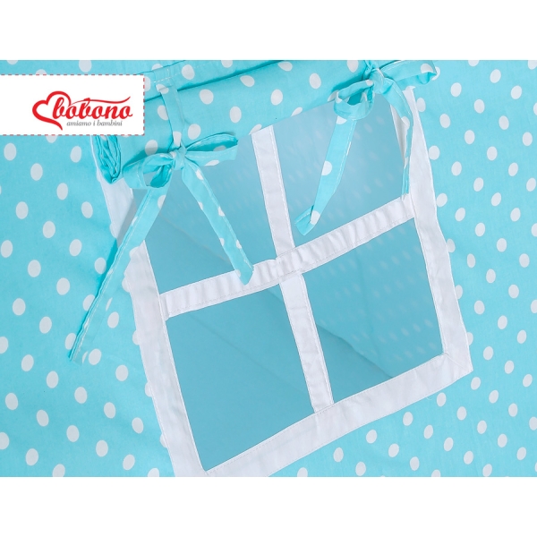 SET: Tenda Teepee con Tappetino e Piume Decorative GRATIS! Turchese Pois Bianchi
