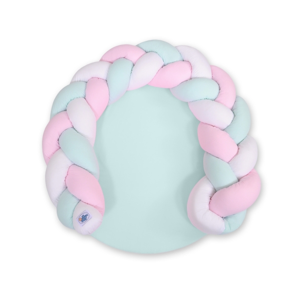 Tappetino da Gioco con Paracolpi Intrecciato Menta Rosa Bianca