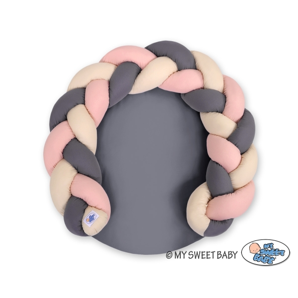 Tappetino da Gioco con Paracolpi Treccia Beige Antracite Rosa Scuro