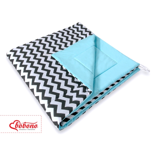 Tappetino Imbottito per Tenda Teepee Nero Blu Chevron