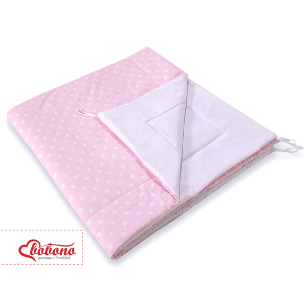 Tappetino Imbottito per Tenda Teepee Rosa Pois Bianchi