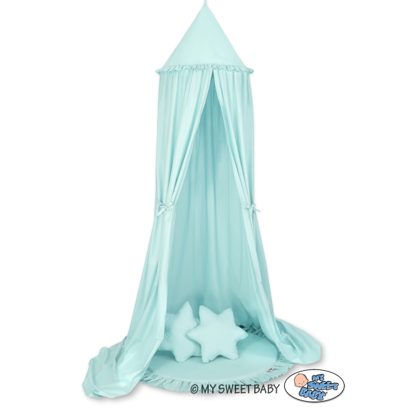 Tenda Cupola Rotonda per Bambini con Tappetino Cuscini Menta