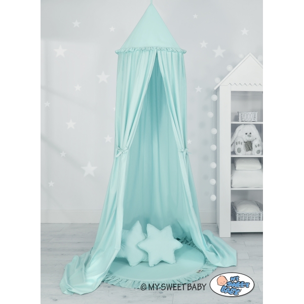 Tenda Cupola Rotonda per Bambini con Tappetino Cuscini Menta