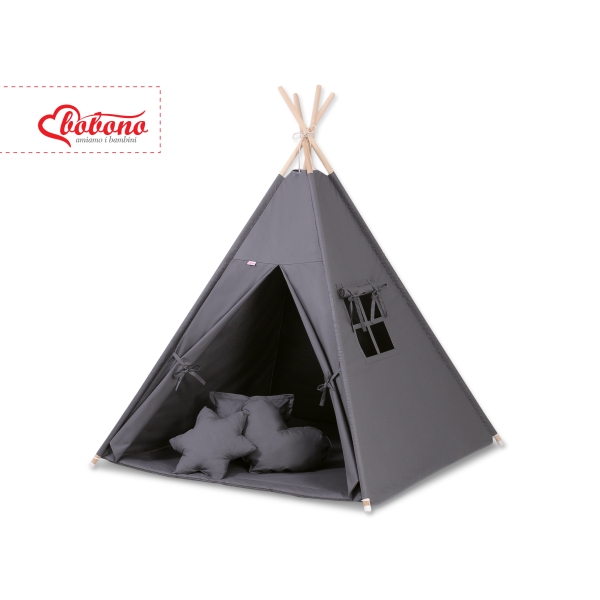 Tenda Indiana per Bambino con Tappetino e Cuscini Antracite