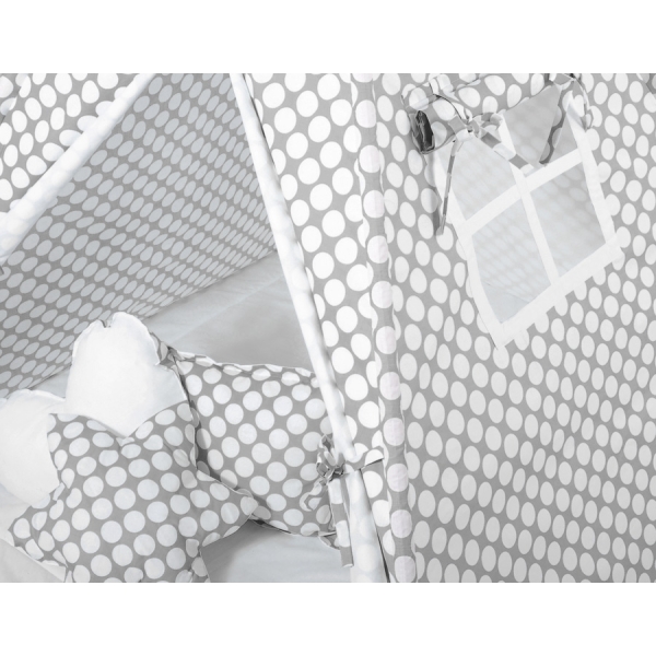 Tenda Indiana per Bambino con Tappetino e Cuscini Grigio