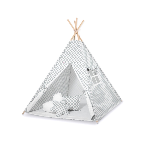 Tenda Indiana per Bambino con Tappetino e Cuscini Grigio