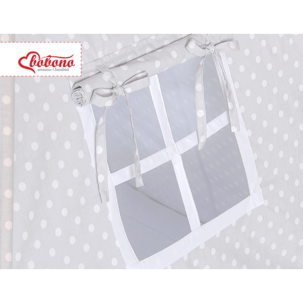 Tenda Indiana per Bambino con Tappetino e Cuscini Grigio Pois Bianchi