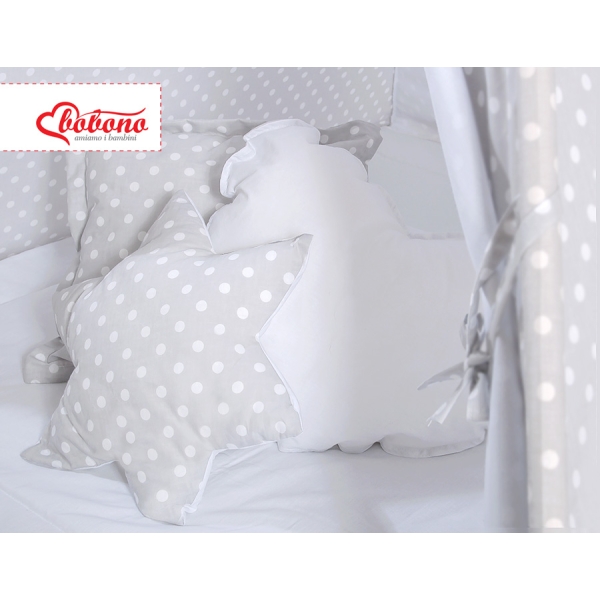 Tenda Indiana per Bambino con Tappetino e Cuscini Grigio Pois Bianchi