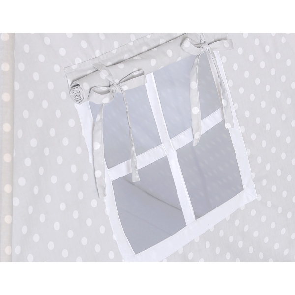 Tenda Indiana per Bambino con Tappetino e Cuscini Grigio Pois Bianchi