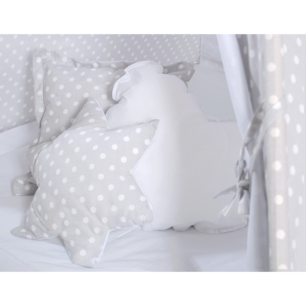 Tenda Indiana per Bambino con Tappetino e Cuscini Grigio Pois Bianchi