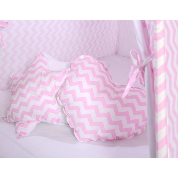 Tenda Indiana per Bambino con Tappetino e Cuscini Rosa Chevron
