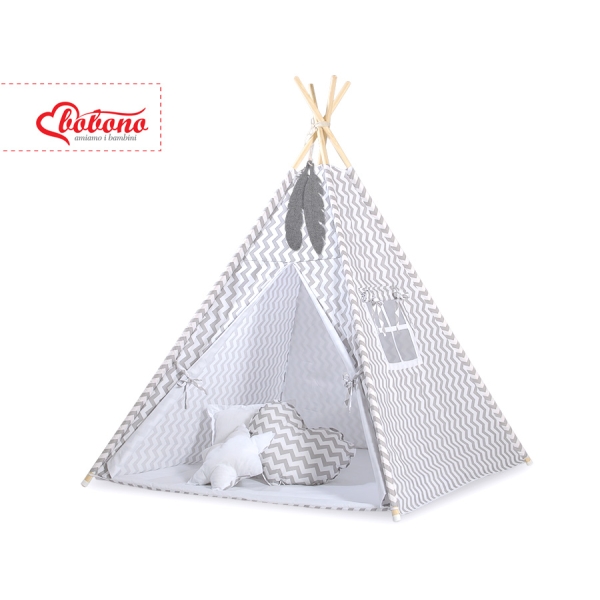 Tenda Indiana per Bambino con Tappetino Grigio Chevron