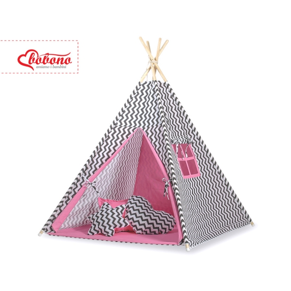 Tenda Indiana per Bambino Rosa Nero Chevron