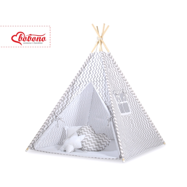 Tenda Teepee con Cuscini e Piume Decorative GRATIS! Grigio Chevron