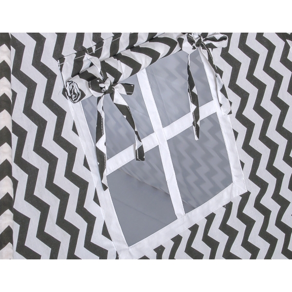 Tenda Teepee con Cuscini e Piume Decorative GRATIS! Nero Chevron
