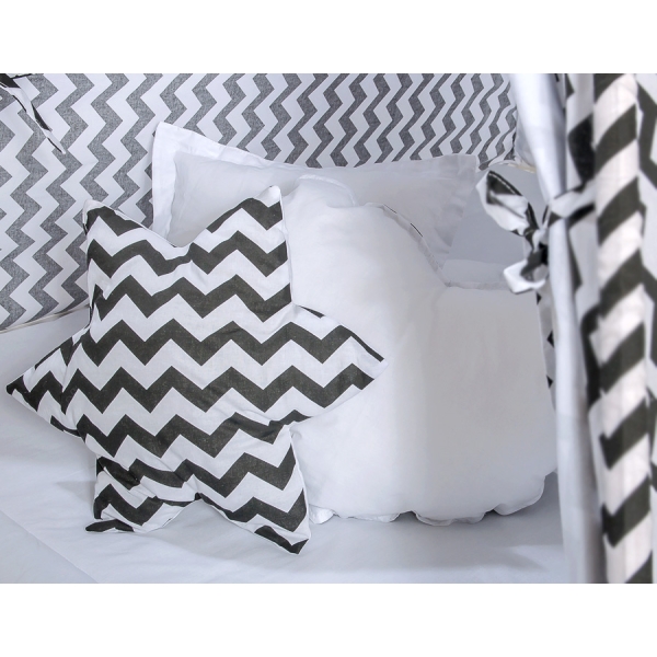 Tenda Teepee con Cuscini e Piume Decorative GRATIS! Nero Chevron