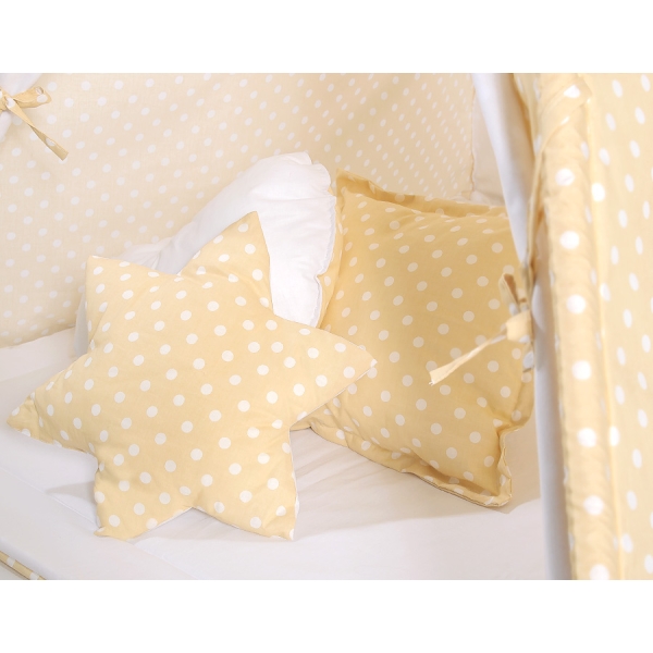 Tenda Teepee con Tappetino e Cuscini Beige Pois Bianchi