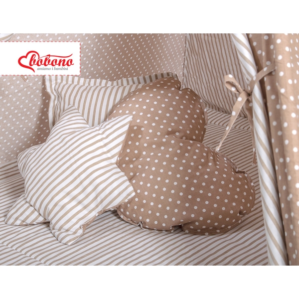 Tenda Teepee con Tappetino e Cuscini Marrone Pois Bianchi