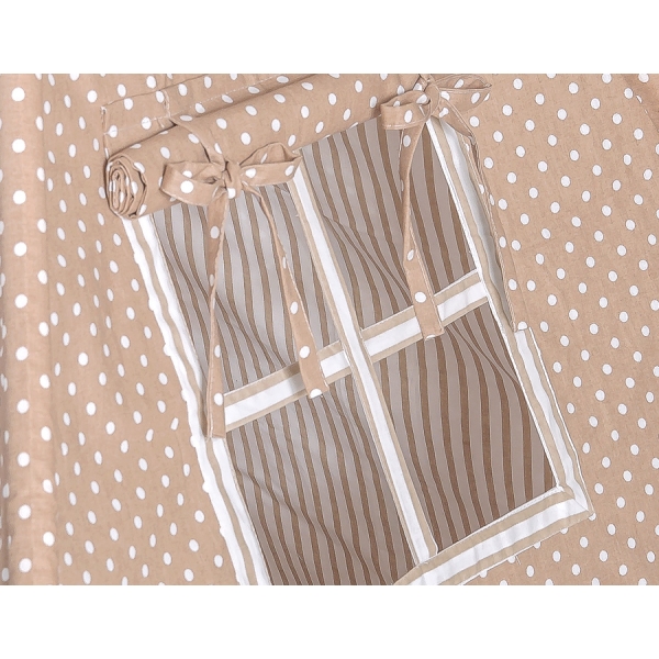 Tenda Teepee con Tappetino e Cuscini Marrone Pois Bianchi