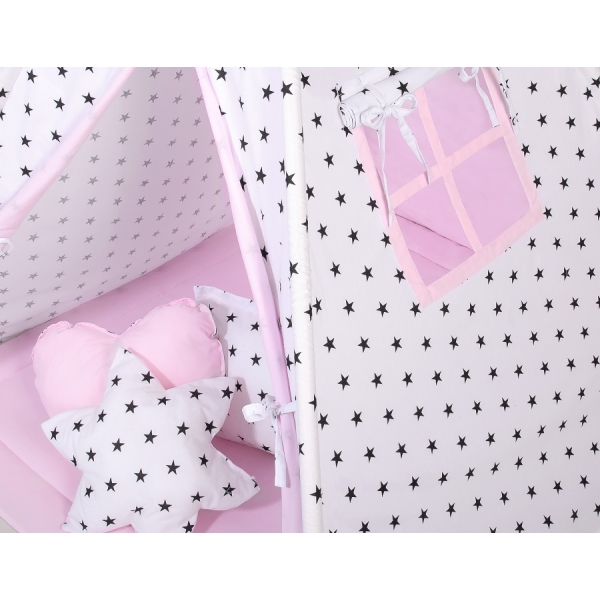 Tenda Teepee con Tappetino e Cuscini Rosa