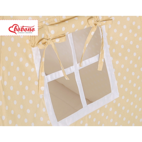 Tenda Teepee con Tappetino e Piume Decorative GRATIS! Beige Pois Bianchi