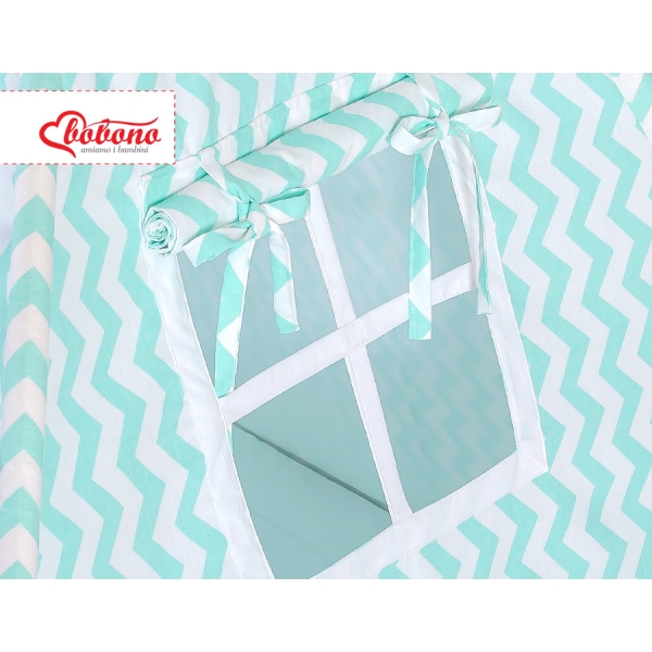 Tenda Teepee con Tappetino e Piume Decorative GRATIS! Menta Chevron