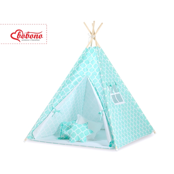 Tenda Teepee con Tappetino e Piume Decorative GRATIS! Menta Marocco