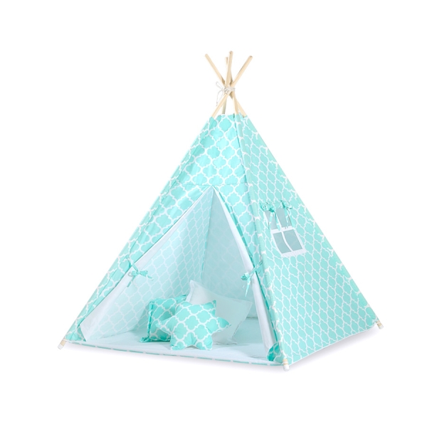 Tenda Teepee con Tappetino e Piume Decorative GRATIS! Menta Marocco