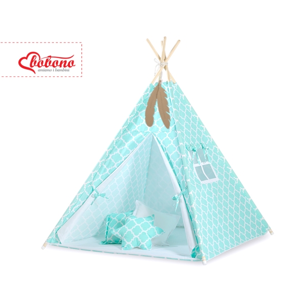 Tenda Teepee con Tappetino e Piume Decorative GRATIS! Menta Marocco