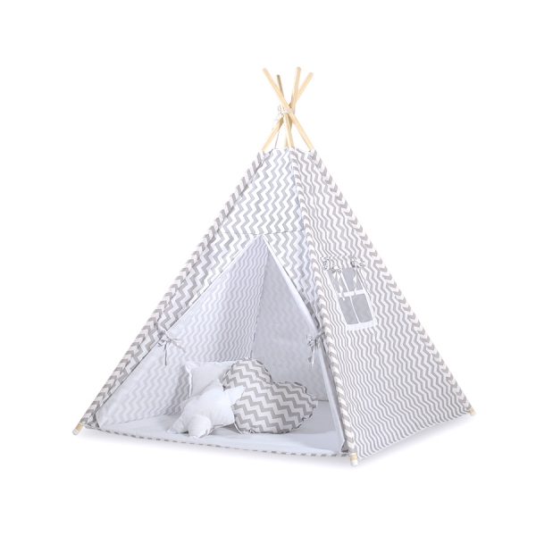 Tenda Teepee e Piume Decorative GRATIS! Grigio Chevron