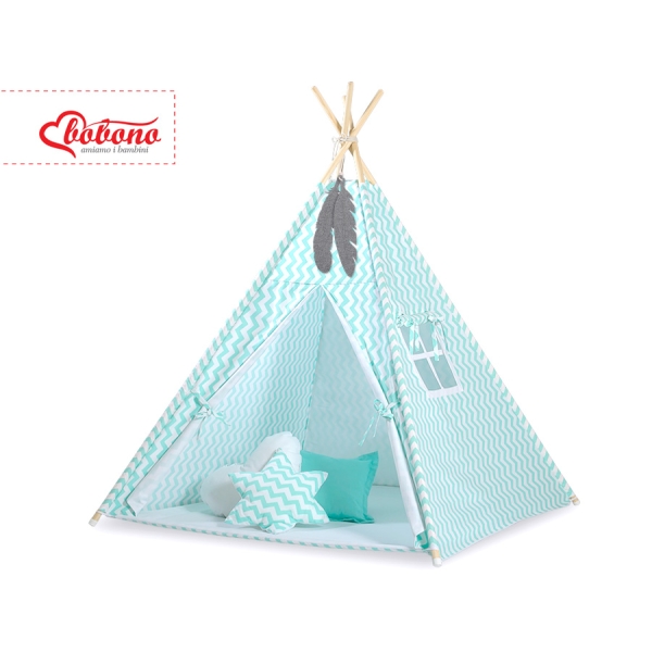 Tenda Teepee e Piume Decorative GRATIS! Menta Chevron