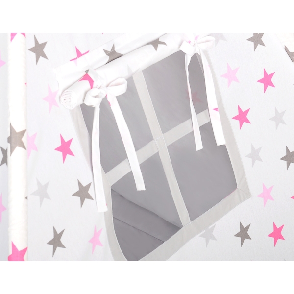 Tenda Teepee e Piume Decorative GRATIS! Rosa Grigio Stelle