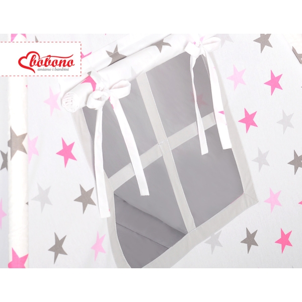 Tenda Teepee e Piume Decorative GRATIS! Rosa Grigio Stelle
