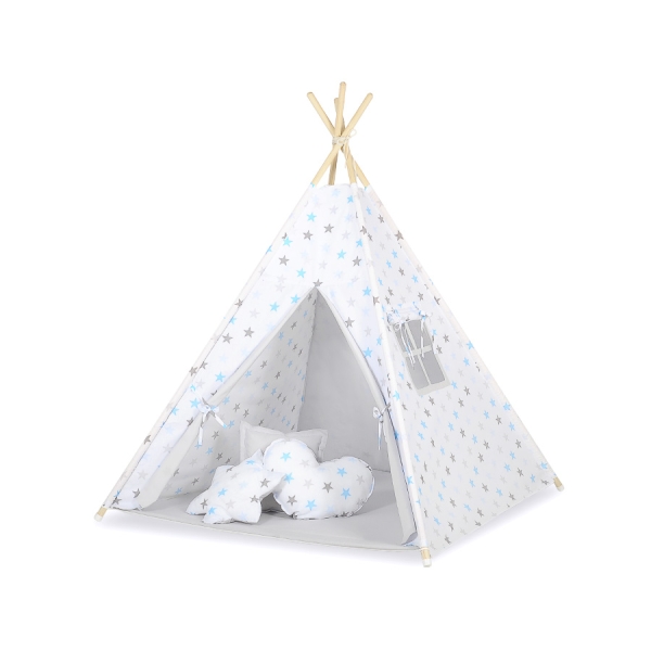 Tenda Teepee per Bambini Blu Grigio Stelle