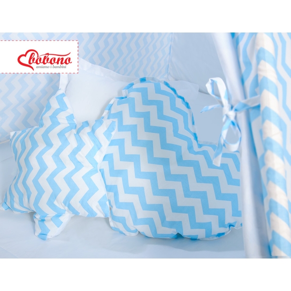 Tenda Teepee per Bambini con Tappetino e Set Cuscini Blu Chevron