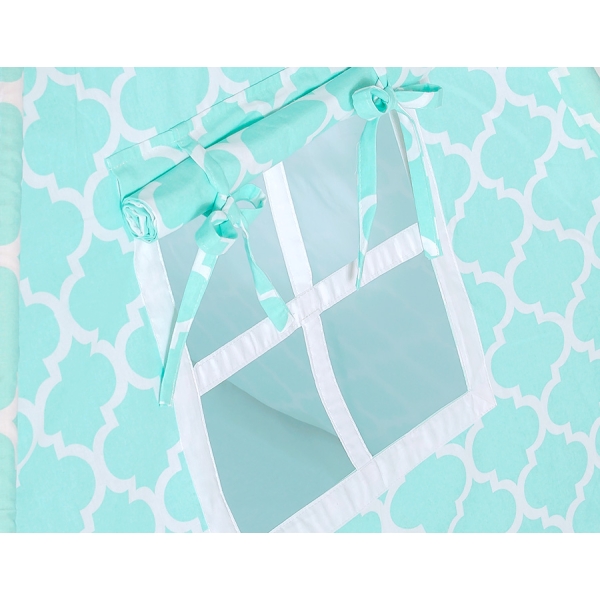 Tenda Teepee per Bambini con Tappetino e Set Cuscini Menta Marocco
