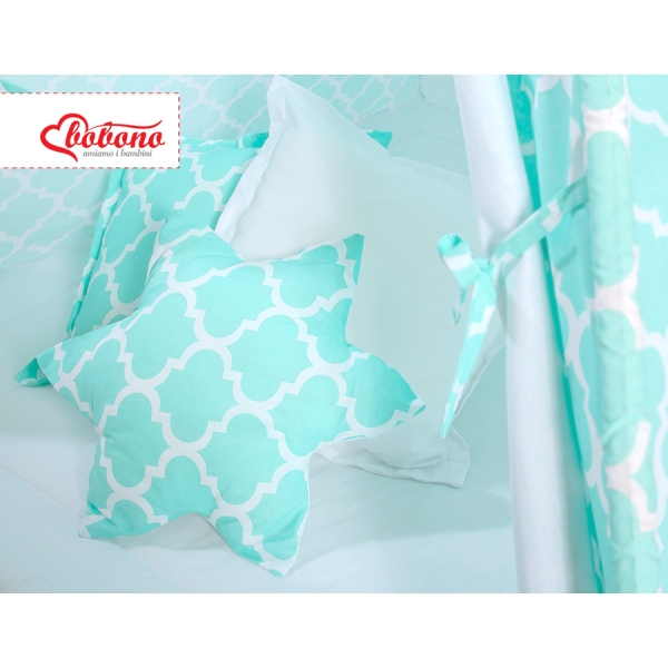 Tenda Teepee per Bambini con Tappetino e Set Cuscini Menta Marocco