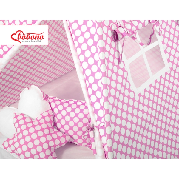 Tenda Teepee per Bambini con Tappetino e Set Cuscini Rosa