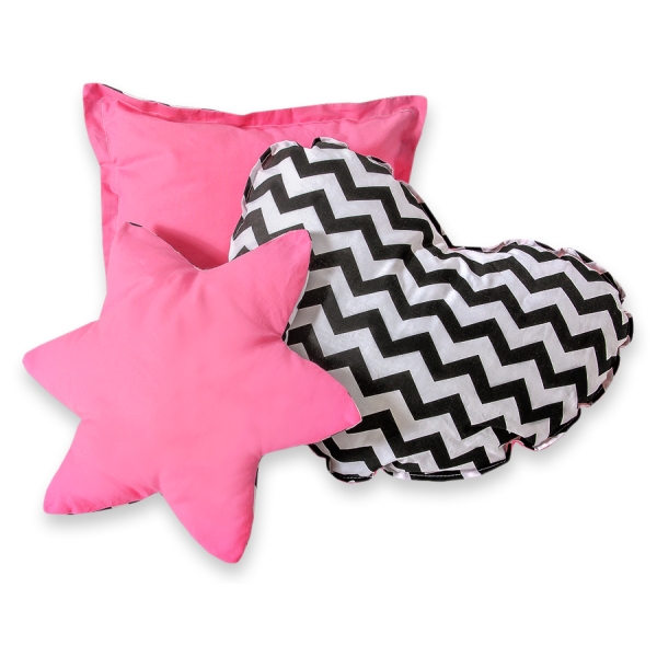 Tenda Teepee per Bambini con Tappetino e Set Cuscini Rosa Nero Chevron