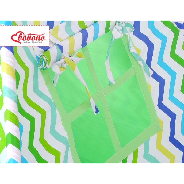 Tenda Teepee per Bambini con Tappetino e Set Cuscini Verde Blu Chevron