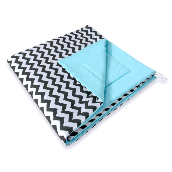 Tenda Teepee per Bambini con Tappetino Nero Blu Chevron