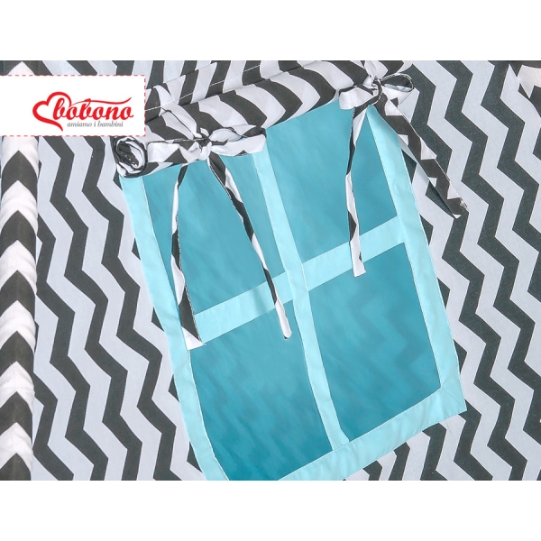 Tenda Teepee per Bambini con Tappetino Nero Blu Chevron
